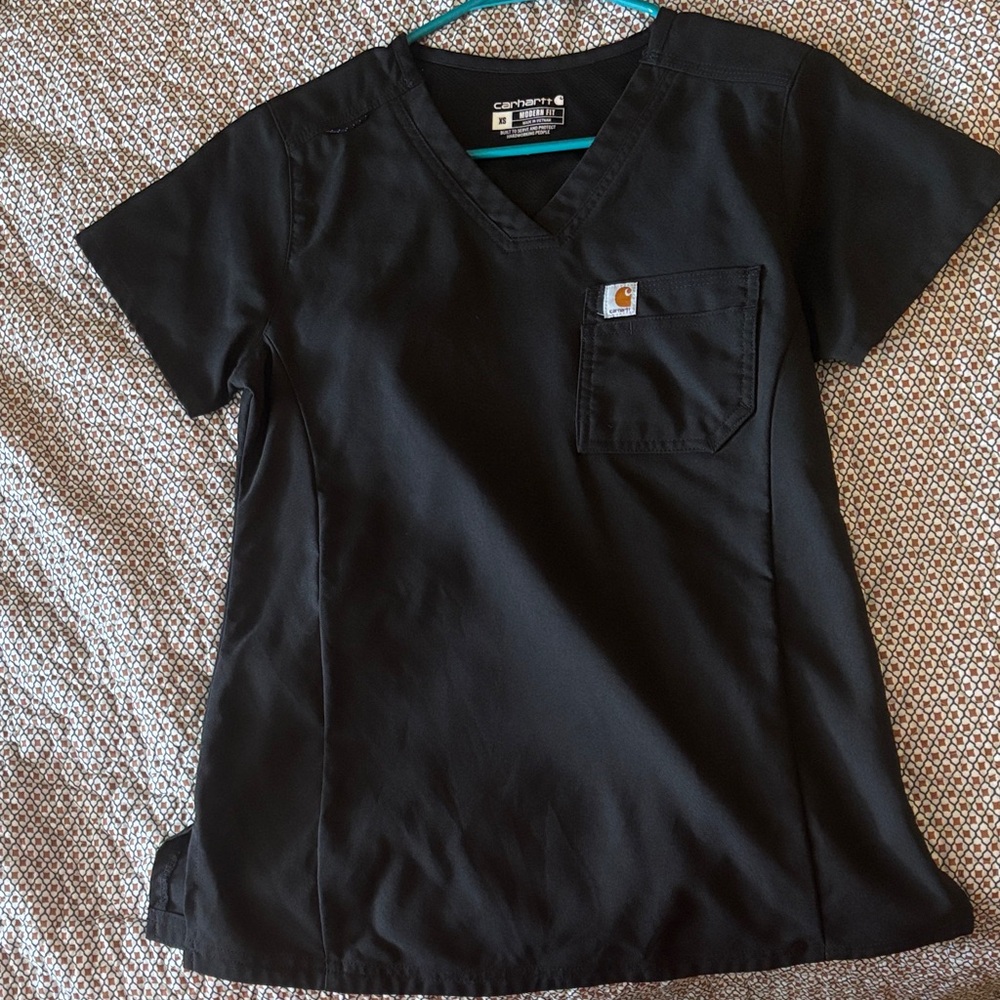 Carhartt Black V-Neck Scrub Top